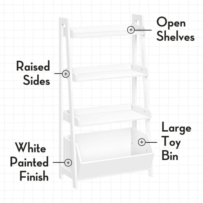 RiverRidge Home Kids 4-Tier 24-in. Ladder Shelf with Toy Organizer - Image 4