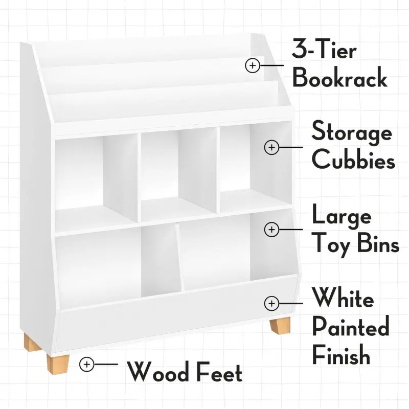 RiverRidge Kids Catch-All Multi-Cubby Toy Organizer with Bookrack - Image 8