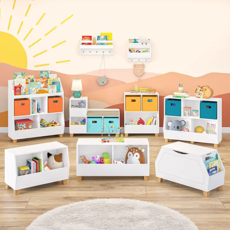 RiverRidge Kids Catch-All Multi-Cubby Toy Organizer with Bookrack - Image 4