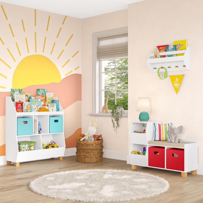 RiverRidge Kids Catch-All Multi-Cubby Toy Organizer with Bookrack - Image 3