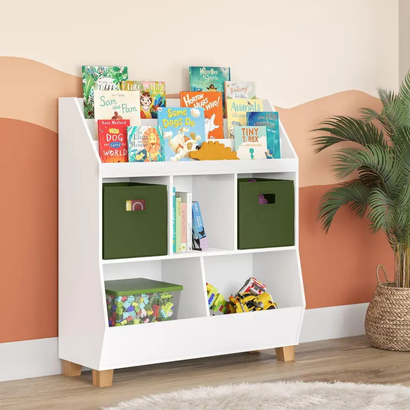 RiverRidge Kids Catch-All Multi-Cubby Toy Organizer with Bookrack - Image 2