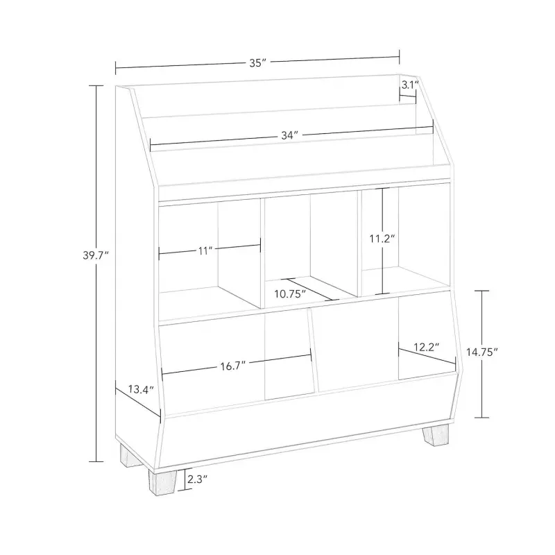 RiverRidge Kids Catch-All Multi-Cubby Toy Organizer with Bookrack - Image 10