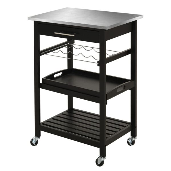 Room Essential Portable Stainless Steel Top Kitchen Cart W/ Storage Drawer