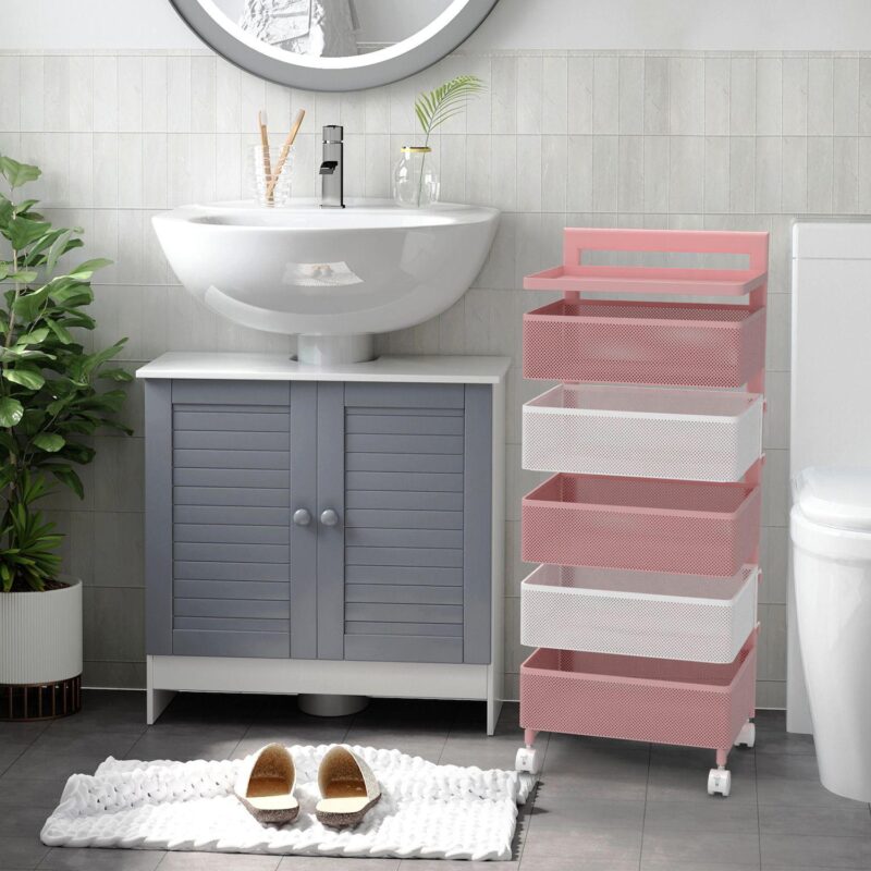 Rotating Kitchen Storage Rack With Handle, Fruit Vegetable Storage Shelf, Rolling Storage Cart - Image 4