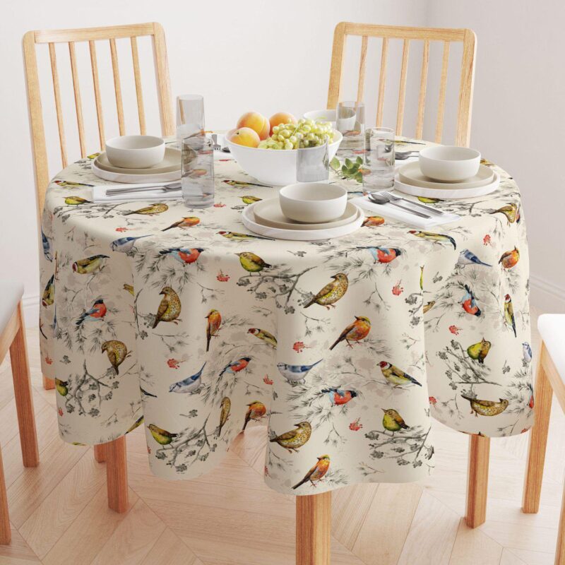 Round Tablecloth, 100% Polyester, 60  Round, Bird Watch - Image 2