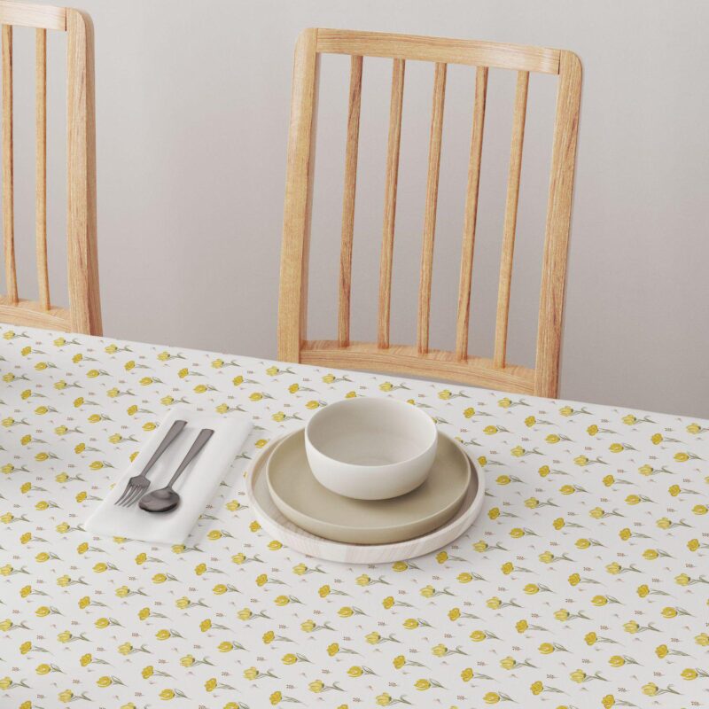 Round Tablecloth, 100% Polyester, 70  Round, Hand Drawn Yellow Tulips - Image 4