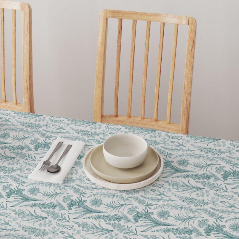 Round Tablecloth, 100% Polyester, 90  Round, Green Garden Flowers - Image 4