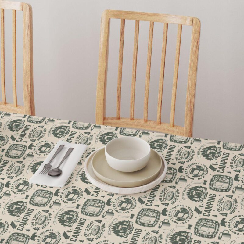 Round Tablecloth, 100% Polyester, 90  Round, Camping Adventure - Image 4
