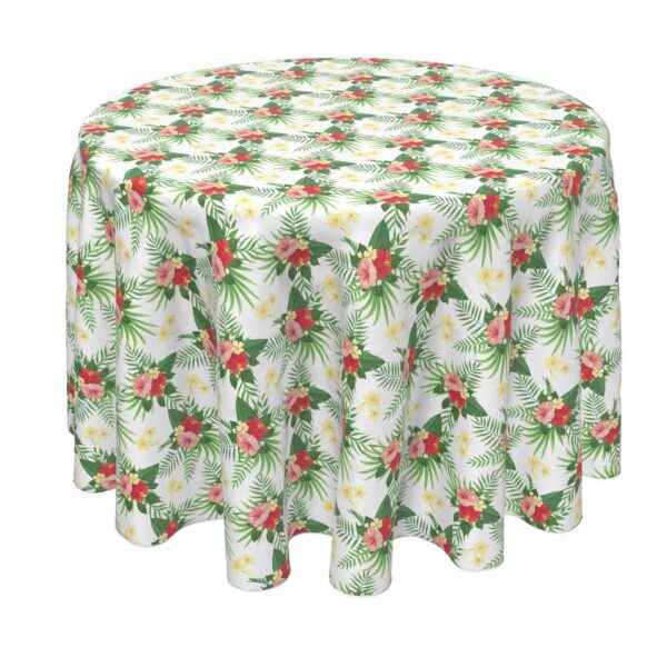 Round Tablecloth, 100% Polyester, 90  Round, Hibiscus Check