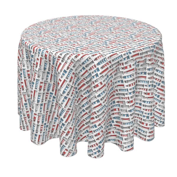 Round Tablecloth, 100% Polyester, 60  Round, Retro Lighthouses