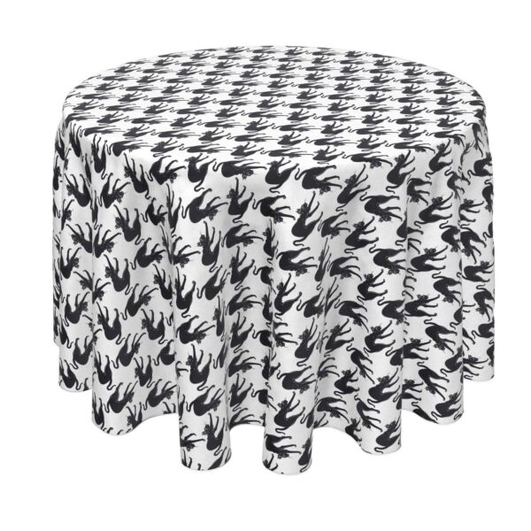 Round Tablecloth, 100% Polyester, 60  Round, Black Scaredy Cats