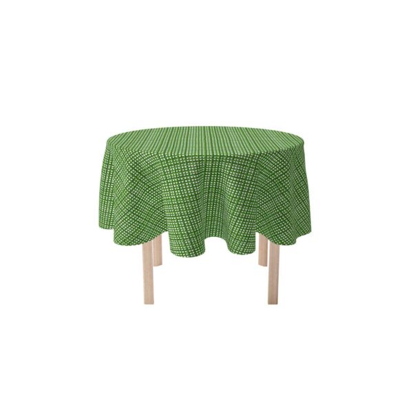 Round Tablecloth, 100% Polyester, 90  Round, Bam boo Green Grid Fence