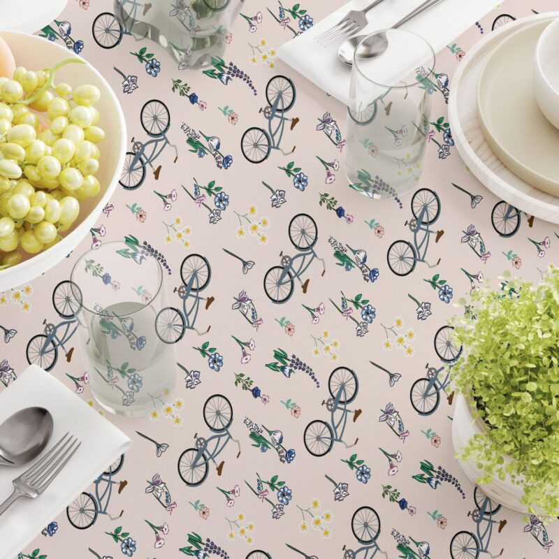 Round Tablecloth, 100% Polyester, 60  Round, Bike Ride in Flowers - Image 3