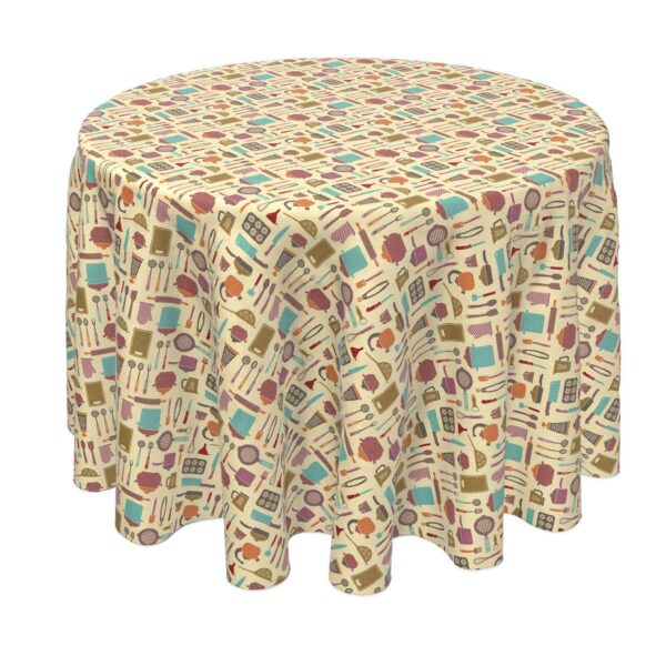 Round Tablecloth, 100% Polyester, 90  Round, Retro in the Kitchen