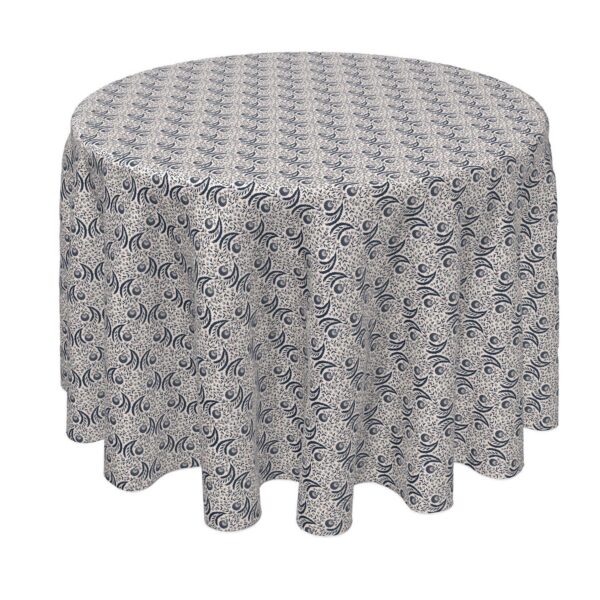 Round Tablecloth, 100% Polyester, 70  Round, Spiral Flowers and Leaves