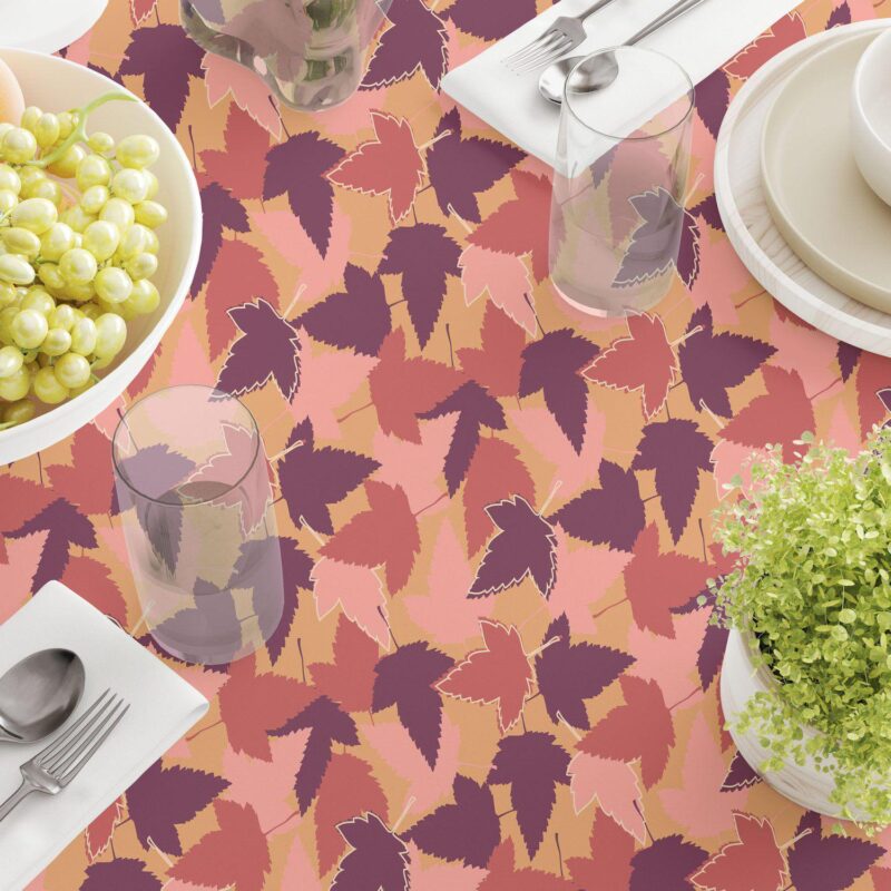 Round Tablecloth, 100% Polyester, 90  Round, Fall Season Maple Leaves - Image 3