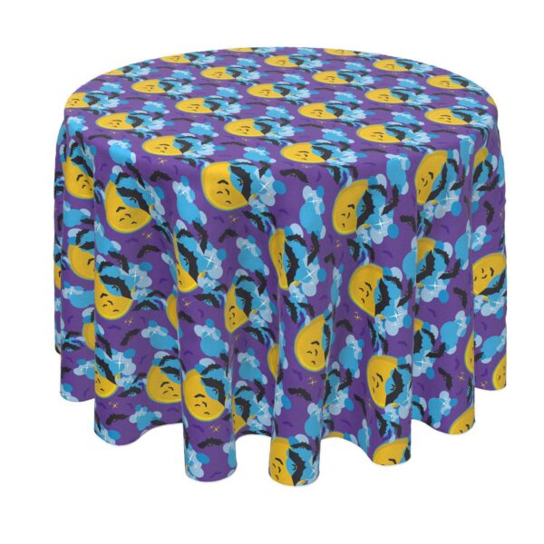 Round Tablecloth, 100% Polyester, 60  Round, BatMoon Night