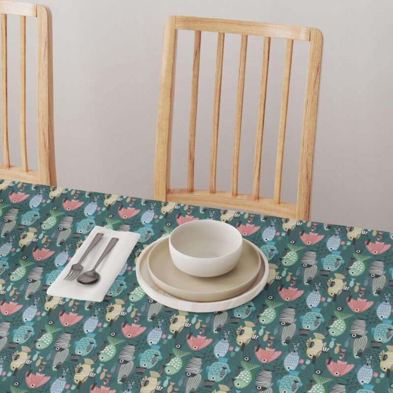 Round Tablecloth, 100% Polyester, 70  Round, Abstract Fish - Image 4