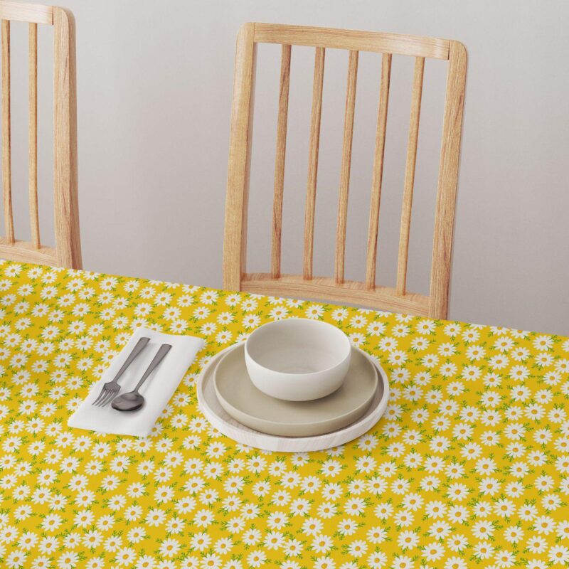 Round Tablecloth, 100% Polyester, 60  Round, Daisy Floral Design - Image 4