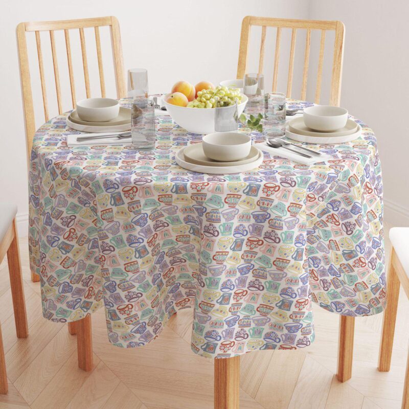 Round Tablecloth, 100% Polyester, 70  Round, Abstract Mugs - Image 2
