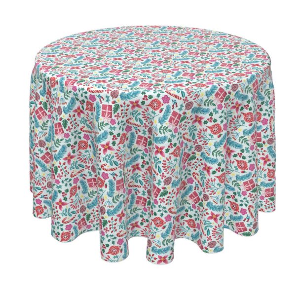 Round Tablecloth, 100% Polyester, 90  Round, Christmas Candy Cane Celebration