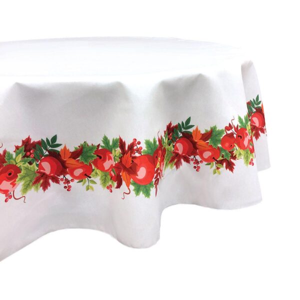 Round Tablecloth, 100% Polyester, 70  Round, Autumn Apple Harvest Garland