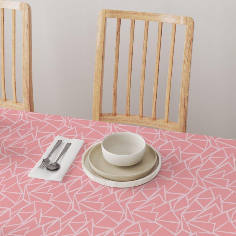 Round Tablecloth, 100% Polyester, 90  Round, Geometric Shapes Pink - Image 4