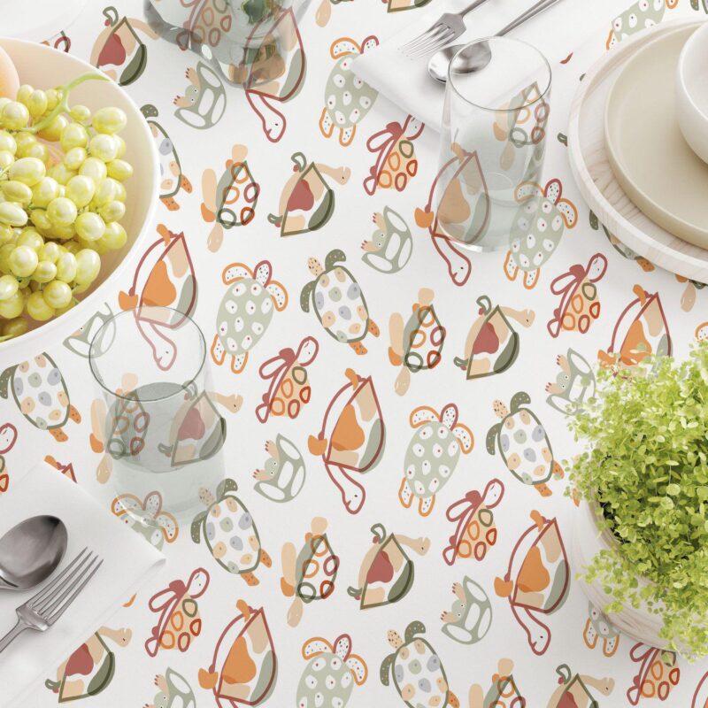 Round Tablecloth, 100% Polyester, 60  Round, Doodle Turtles - Image 3