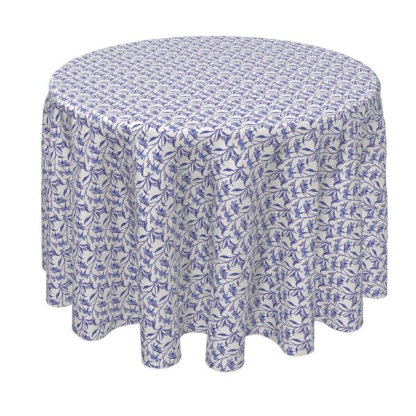 Round Tablecloth, 100% Polyester, 60  Round, Lilies in Blue Hues