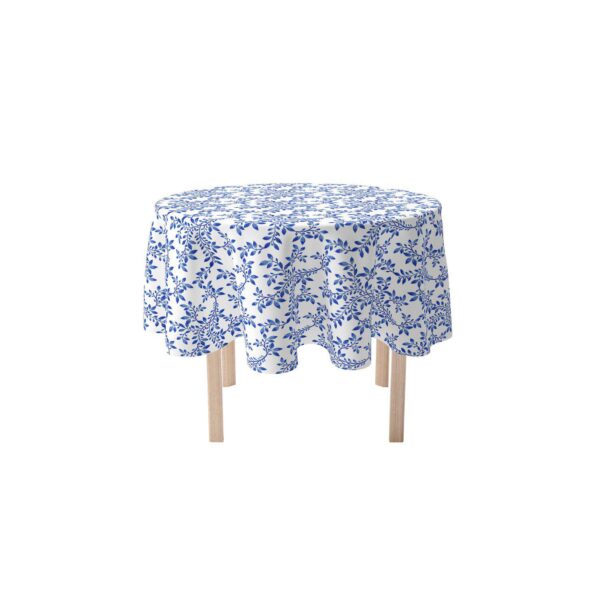 Round Tablecloth, 100% Polyester, 70  Round, Swirly Blue Vines