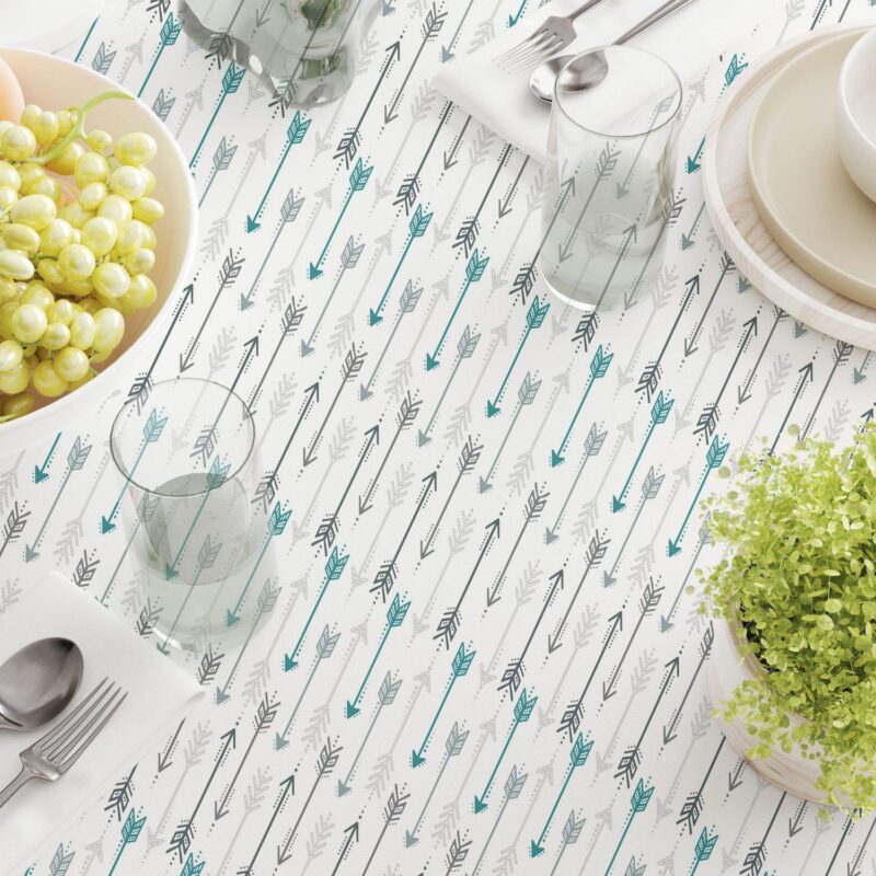 Round Tablecloth, 100% Polyester, 90  Round, Grey and Blue Arrows - Image 3