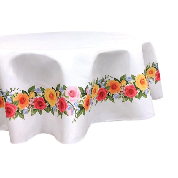 Round Tablecloth, 100% Polyester, 90  Round, Rose Garden Garland