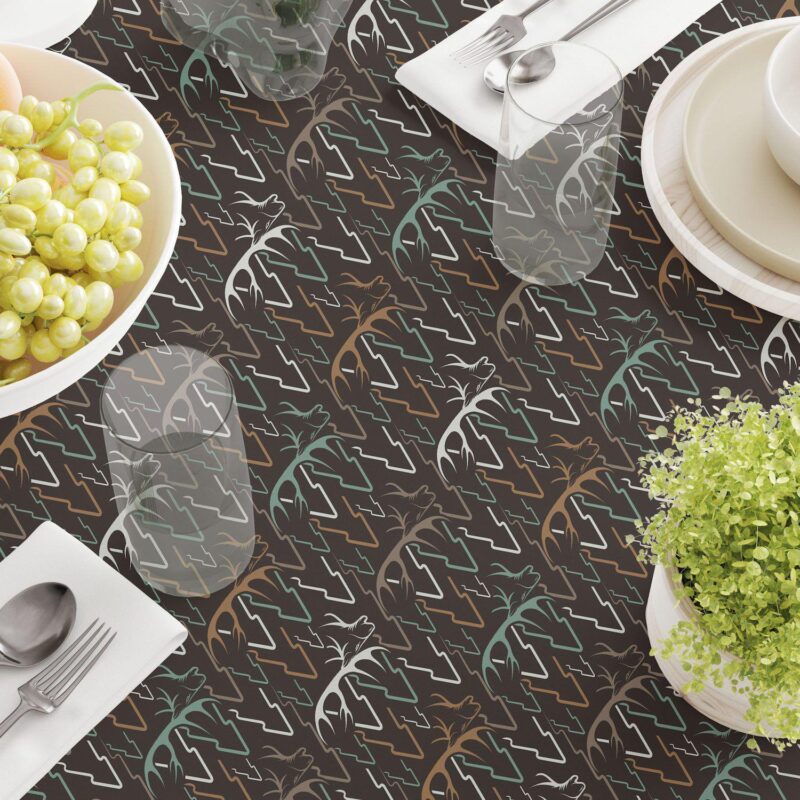 Round Tablecloth, 100% Polyester, 60  Round, Deer in Trees - Image 3