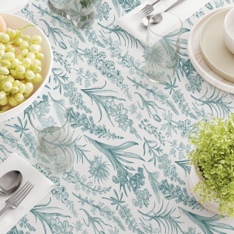 Round Tablecloth, 100% Polyester, 90  Round, Green Garden Flowers - Image 3
