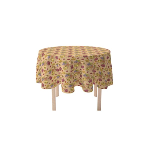 Round Tablecloth, 100% Polyester, 90  Round, Bunches of Fruit