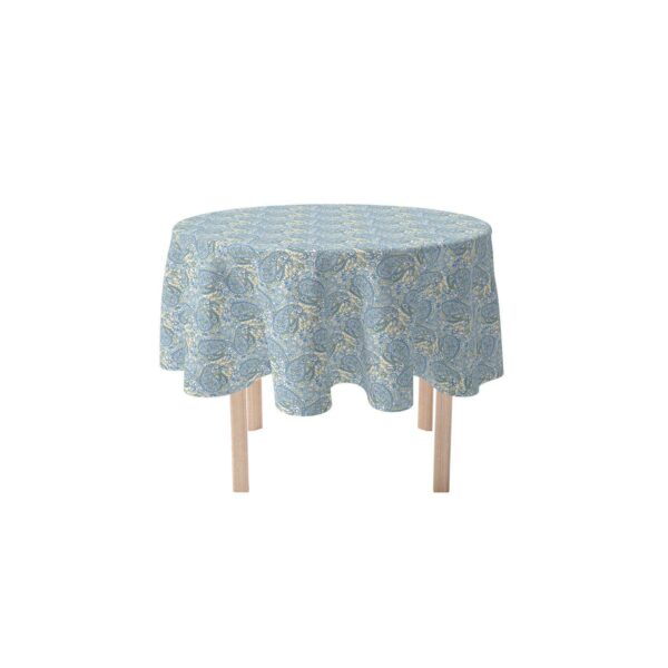 Round Tablecloth, 100% Polyester, 60  Round, Blue Paisley