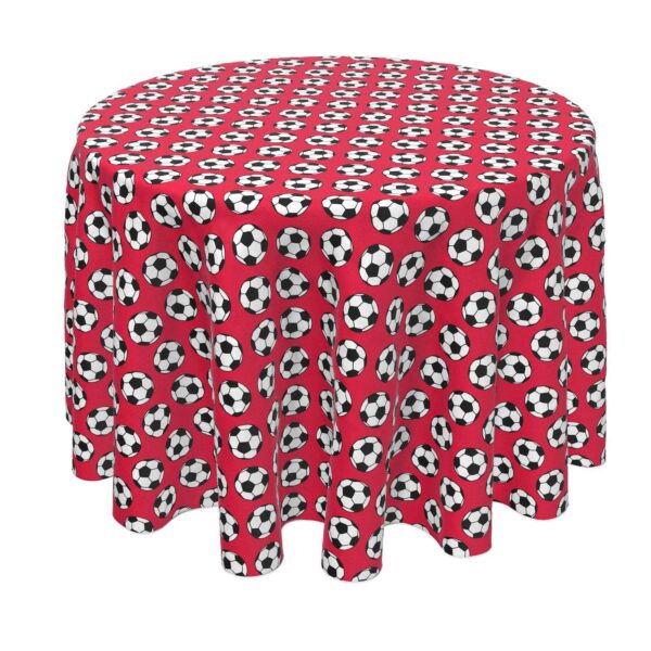 Round Tablecloth, 100% Polyester, 70  Round, Soccer Balls Red