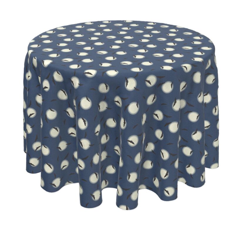 Round Tablecloth, 100% Polyester, 60  Round, Gothem Bats in Sky