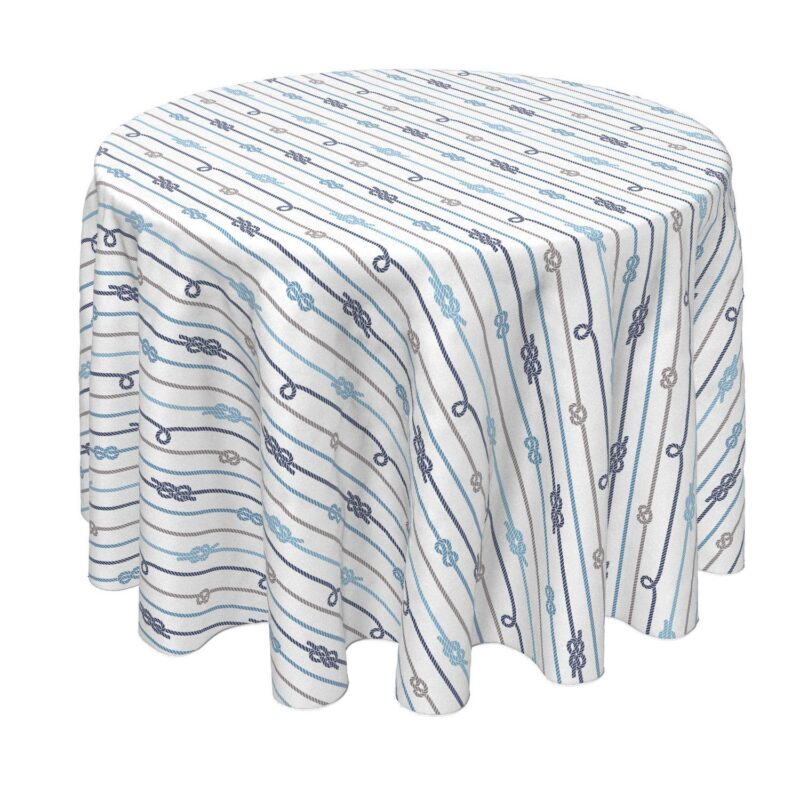 Round Tablecloth, 100% Polyester, 70  Round, Nautical Rope Knot Stripe