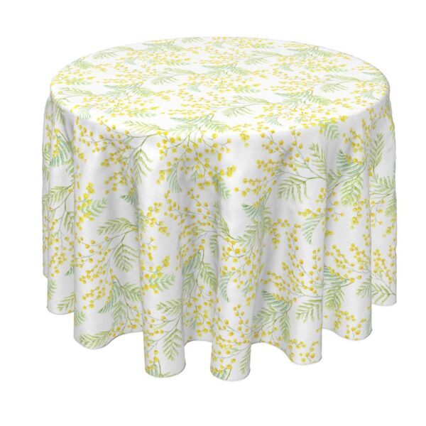 Round Tablecloth, 100% Polyester, 90  Round, Mimosa Flowers