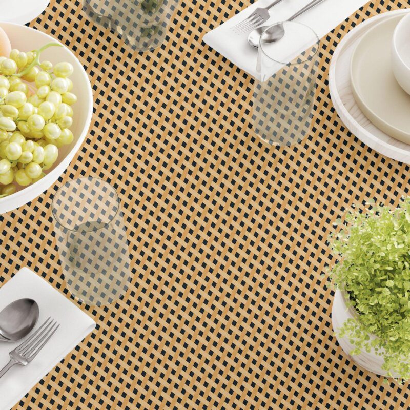 Round Tablecloth, 100% Polyester, 90  Round, Chessboard Braid - Image 3