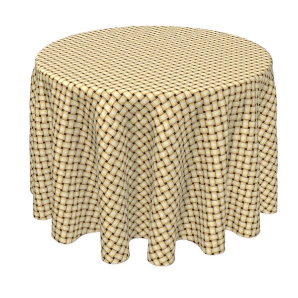 Round Tablecloth, 100% Polyester, 90  Round, Apple Pie Weave Wicker