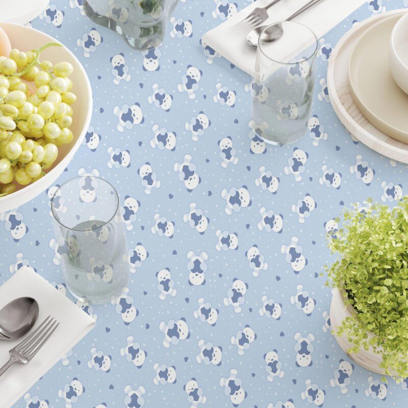 Round Tablecloth, 100% Polyester, 60  Round, Blue Teddy Bears - Image 3