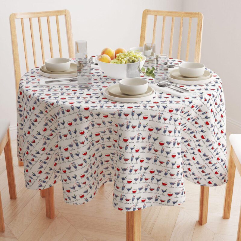Round Tablecloth, 100% Polyester, 90  Round, Cocktails in Hand - Image 2