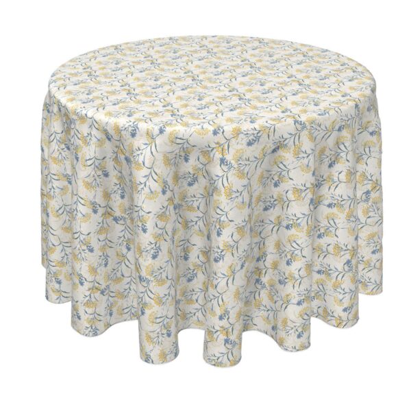 Round Tablecloth, 100% Polyester, 60  Round, Yellow Berries with Flowers