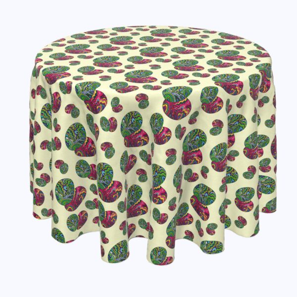 Round Tablecloth, 100% Polyester, 60  Round, Trippy Doodle Easter Eggs