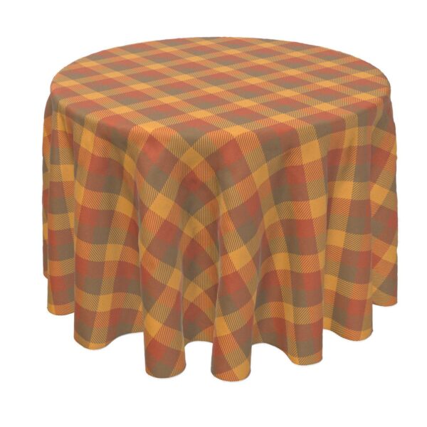 Round Tablecloth, 100% Polyester, 70  Round, Vintage Fall Tartan Plaid