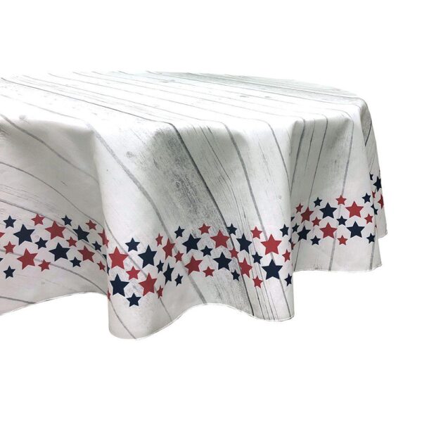 Round Tablecloth, 100% Polyester, 70  Round, Textured July 4th Garland Border