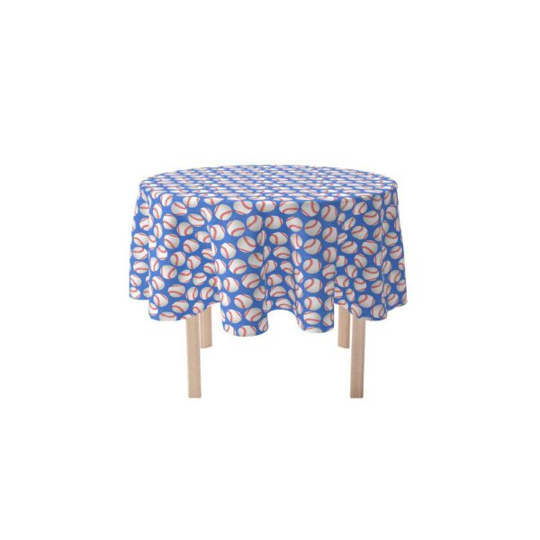 Round Tablecloth, 100% Polyester, 70  Round, Baseballs Blue