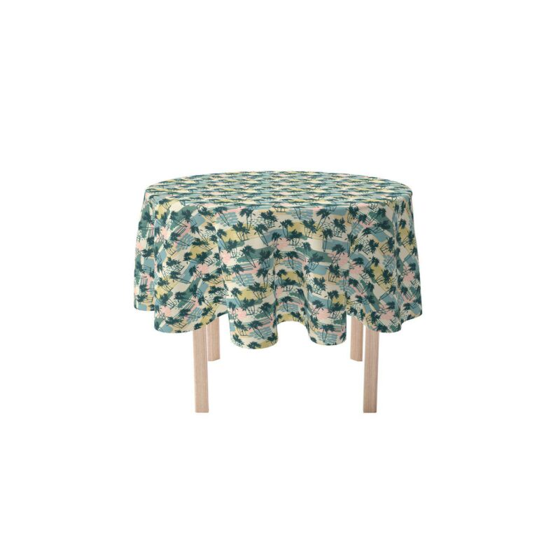 Round Tablecloth, 100% Polyester, 60  Round, Island Illustration